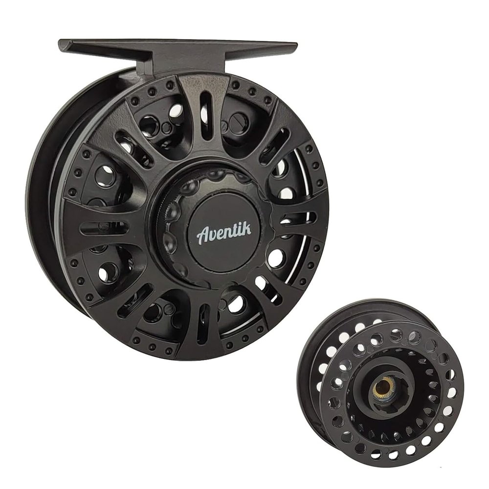 Aventik Z Fly Reel Center Drag System Classic III Graphite Large Arbor Sizes 3/4, 5/6, 7/8 Fly Fishing Reels (7/8 with Extra Spool)