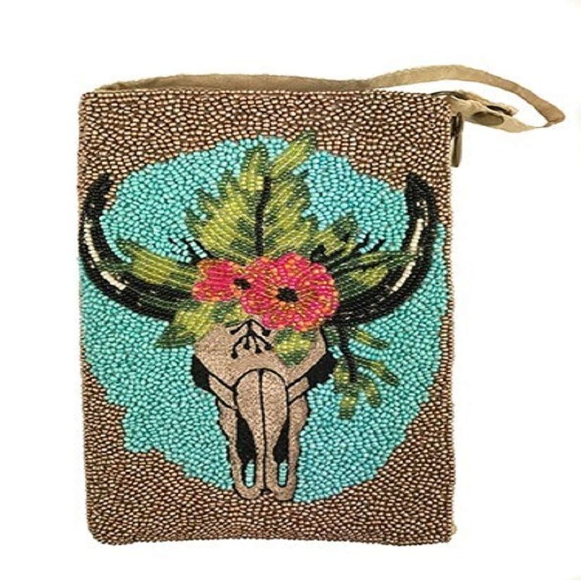 Bamboo Trading Company SHB447 Boho Skull Club Bag, 6-inch Height, Multicolor
