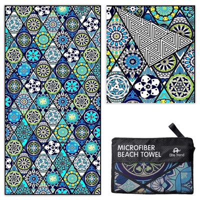 Elite Trend Quick Dry Towel Extra Large 78x35 Inch - Microfiber Beach Towel - Perfect for Beach, Travel, Swimming, Pool, Yoga, Hiking, Camping - Lightweight, Fast Drying, Compact for Adults (Artsy)