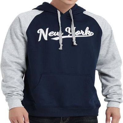 DELUSPTOMAY Mens New York Baseball Team Big Embroidery Hooded Sweatshirt Pullover Casual Hoodie Navy M