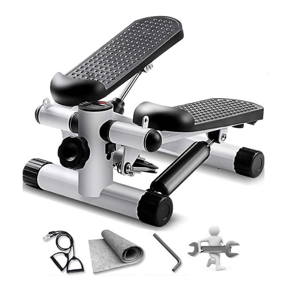 MG REAL Up-Down Stepper, Home Trainer, Mini Stepper Gym Exercise Leg Thigh Toning Workout Fitness Stair Arm Cord Training Machine,Black