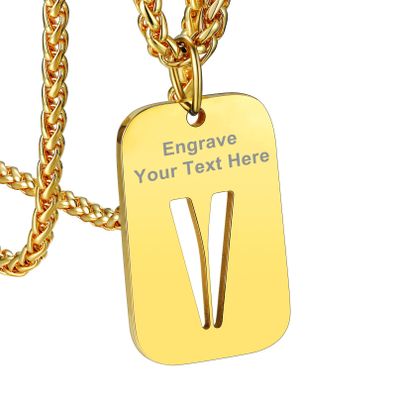 Bandmax Personalized Initial V Letter For Men Necklace Chain Dog Tags Custom Initial Necklace Stainless Steel 26 Alphabet Chains With Pendants Platinum Necklace Chain
