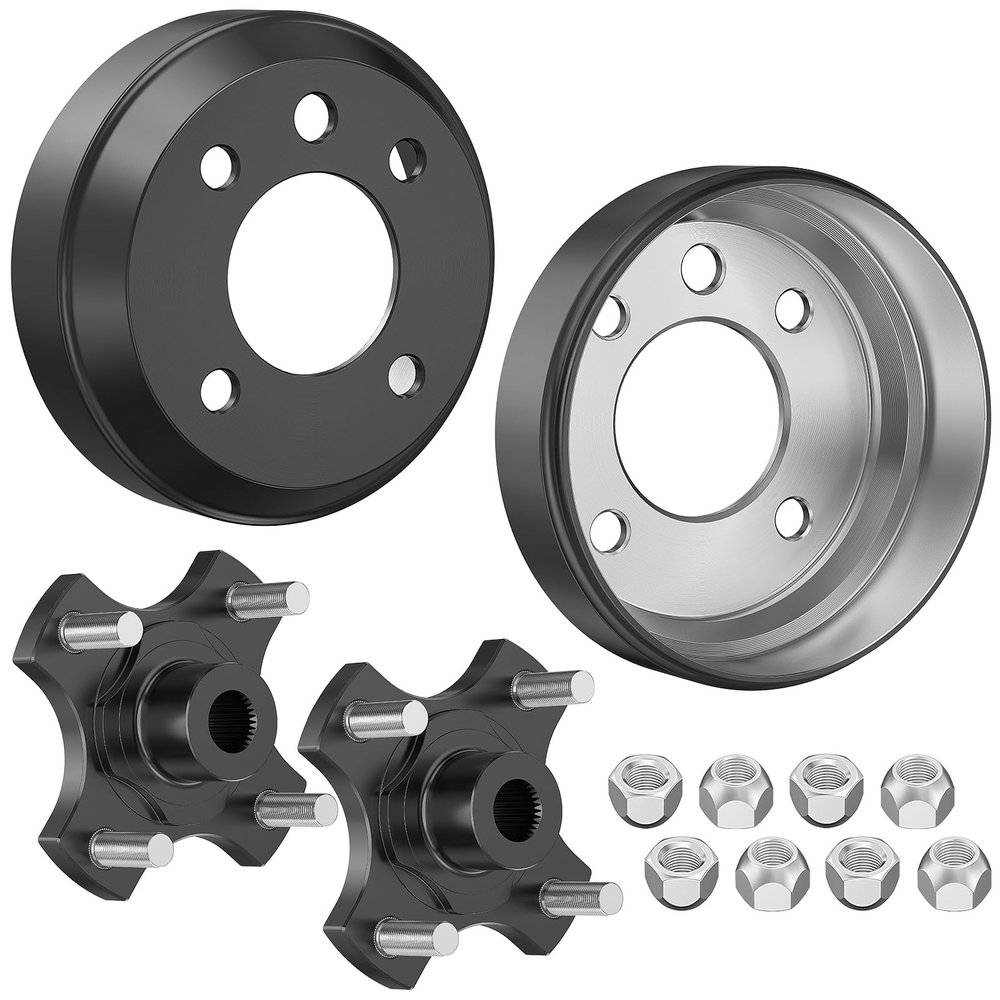 CLUBRALLY Heavy Duty Split Brake Drum/Hub, EZGO TXT Brake Drum with Nuts Kit, Fits 1982-Up EZGO TXT Electric Golf Carts, OEM#19186-G1, 19862-G1, 615604 (2 PCS)