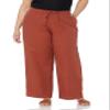 Amazon Essentials Women's Plus Size Linen Blend Drawstring Wide Leg Pant, Terracotta, 4X view 1