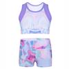 Moggemol Kids Girls Tie Dye 2 Pcs Ballet/Dance/Gymnastics/Sports Cutout Back Crop Top with Booty Shorts Colorful 14 view 1