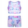Moggemol Kids Girls Tie Dye 2 Pcs Ballet/Dance/Gymnastics/Sports Cutout Back Crop Top with Booty Shorts Colorful 14 view 2