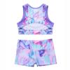 Moggemol Kids Girls Tie Dye 2 Pcs Ballet/Dance/Gymnastics/Sports Cutout Back Crop Top with Booty Shorts Colorful 14 view 4
