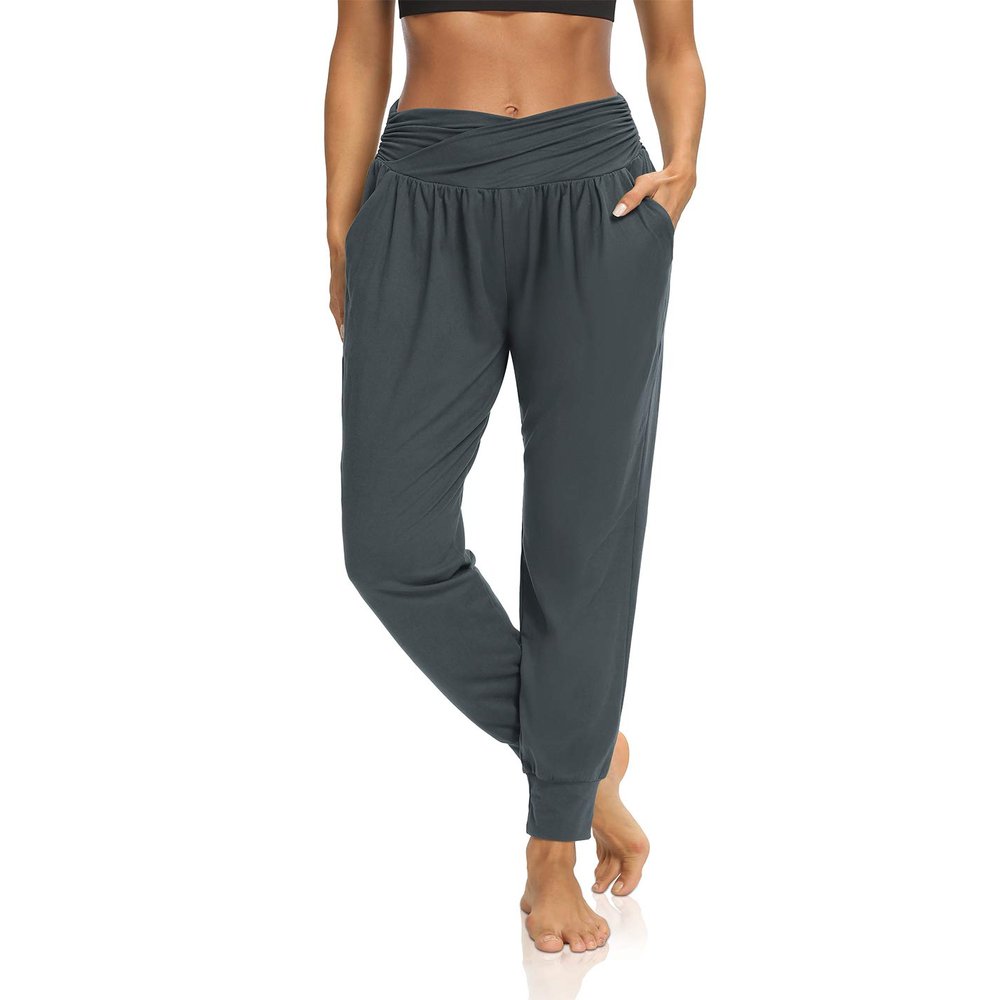 DIBAOLONG Womens Yoga Sweatpants Comfy Lounge Pajama Pants Loose Harem Workout Joggers Pants with Pockets Deep Gray L