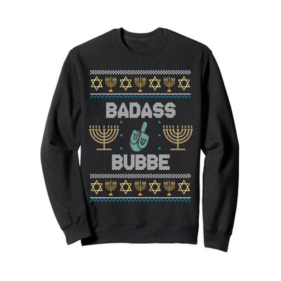 BADASS BUBBE Ugly Hanukkah Sweater Chanukkah Jewish Hannukah Sweatshirt