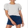 Amazon Essentials Women's Regular-Fit Twist Sleeve Crewneck T-Shirt, Light Grey Heather, Small view 1