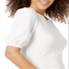 Amazon Essentials Women's Regular-Fit Puff Short-Sleeve Crewneck T-Shirt, Bright White, Large view 3