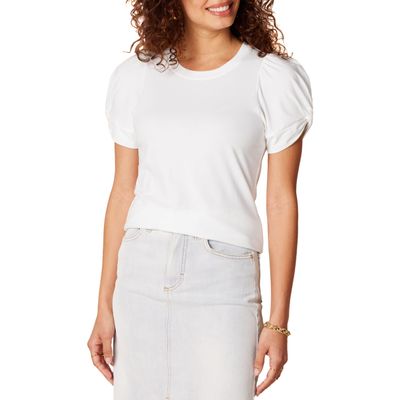 Amazon Essentials Women's Regular-Fit Twist Sleeve Crewneck T-Shirt, White, Large