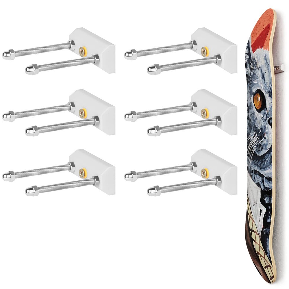 Alumy Skateboard Deck Display Wall Mount Skate Deck Display Wall Mount 6 Pack for Skateboard Deck Display and Skateboard Deck Home Decoration
