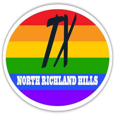 North Richland Hills TX Texas Tarrant County Rainbow Pride Flag 6 Stripes Pride Flag Euro Decal Bumper Sticker 3M Vinyl 3" x 5"