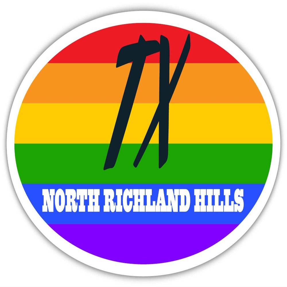 North Richland Hills TX Texas Tarrant County Rainbow Pride Flag 6 Stripes Pride Flag Euro Decal Bumper Sticker 3M Vinyl 3" x 5"