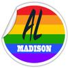 Madison AL Alabama Madison County Rainbow Pride Flag 6 Stripes Pride Flag Euro Decal Bumper Sticker 3M Vinyl 3" x 5" view 2