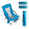 AsterOutdoor Low Sling Beach Chair Folding Lightweight Mesh Back Sand Chair for Camping Outdoor Lawn, Carry Bag Included, Supports 250lbs, 27 inches high, Blue, 1 Pack view 3