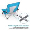 AsterOutdoor Low Sling Beach Chair Folding Lightweight Mesh Back Sand Chair for Camping Outdoor Lawn, Carry Bag Included, Supports 250lbs, 27 inches high, Blue, 1 Pack view 4