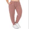 ALWAYS Women's Ribbed Jogger Sweatpants - Rib-Knit Lightweight Soft Stretch Pork Chop Pockets Pants Tan 2XL