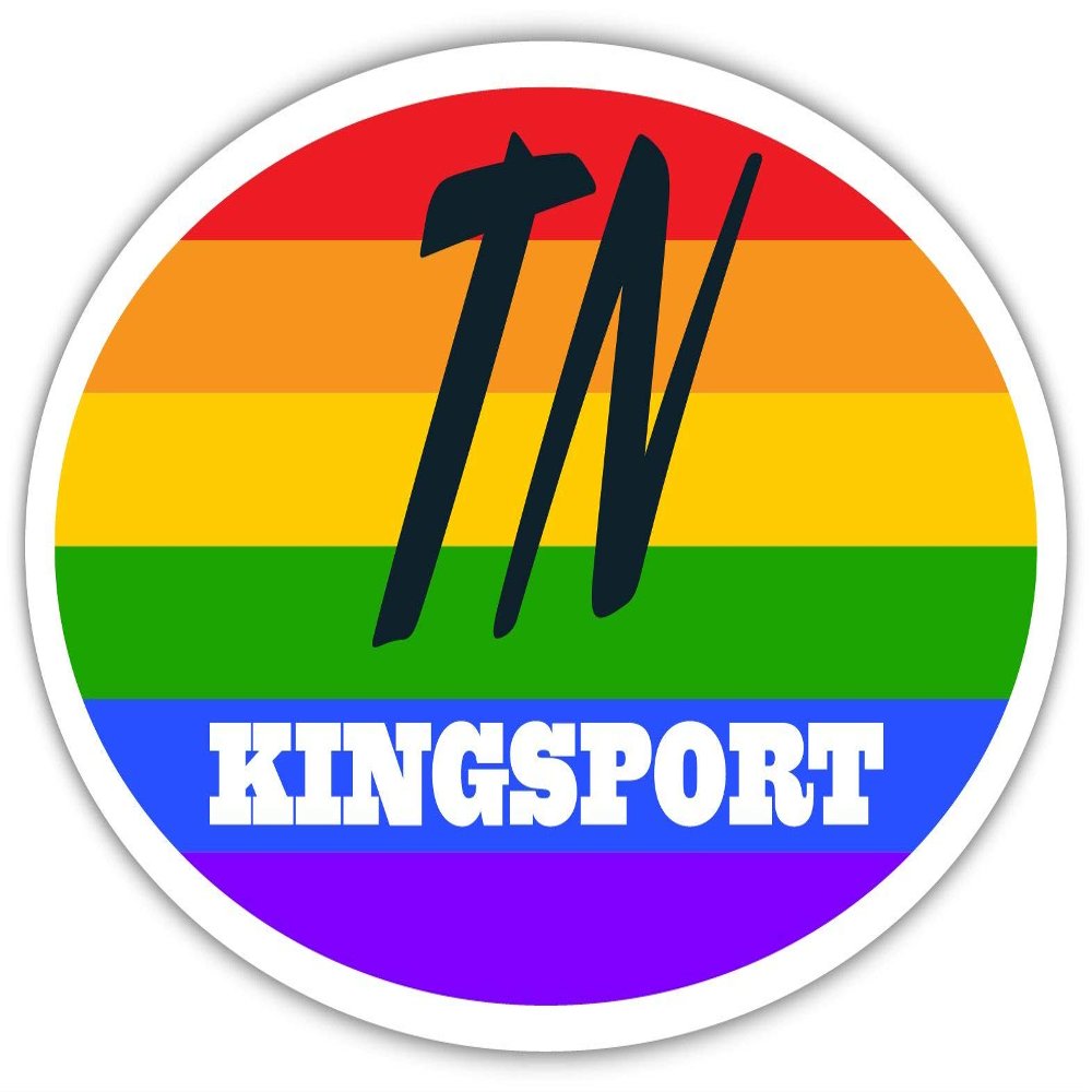 Kingsport TN Tennessee Sullivan County Rainbow Pride Flag 6 Stripes Pride Flag Euro Decal Bumper Sticker 3M Vinyl 3" x 5"