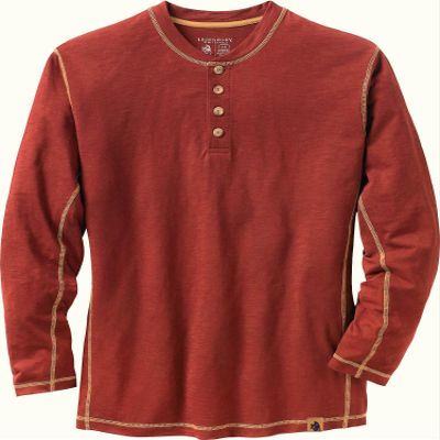 Legendary Whitetails Mens Henley Shirt Long Sleeve Button Up Casual Fit Cotton/Poly Blend, Barnwood, 3XL