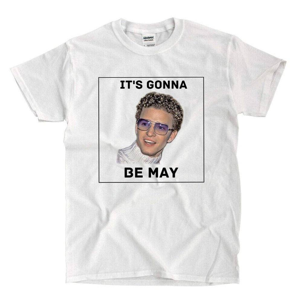 LSL Shirts Justin Timberlake It's Gonna Be May - White T-Shirt (XXXX-Large)