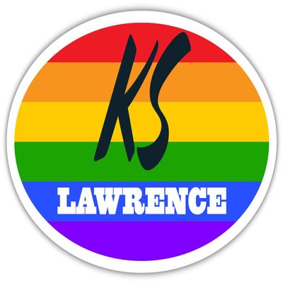 Lawrence KS Kansas Douglas County Rainbow Pride Flag 6 Stripes Pride Flag Euro Decal Bumper Sticker 3M Vinyl 3" x 5"