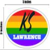 Lawrence KS Kansas Douglas County Rainbow Pride Flag 6 Stripes Pride Flag Euro Decal Bumper Sticker 3M Vinyl 3" x 5" view 4