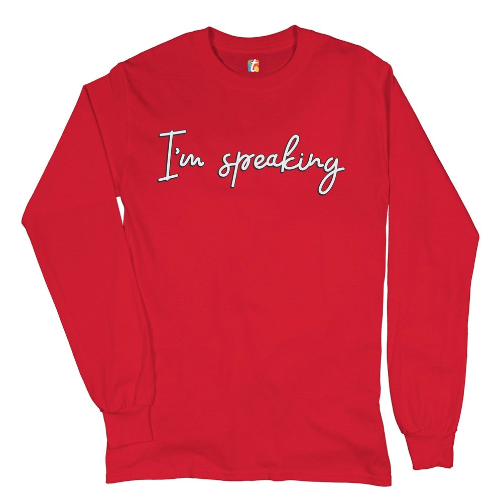 I'm Speaking Long Sleeve T-Shirt Biden Harris 2020 Vice Presidential Debate Red X-Large