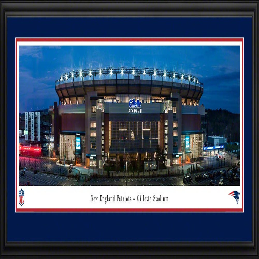Gillette Stadium, Home of the New England Patriots - 44x18-inch Double Mat, Deluxe Framed Picture by Blakeway Panoramas