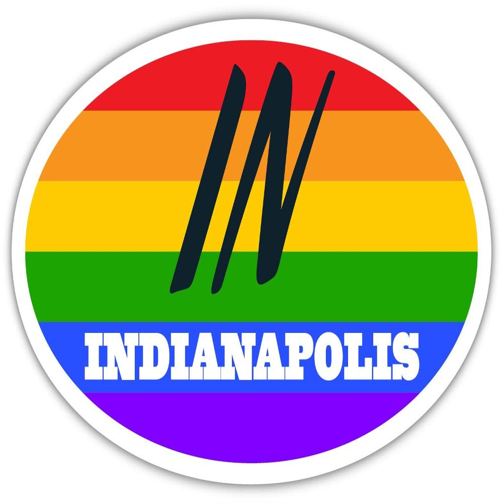 Indianapolis in Indiana Marion County Rainbow Pride Flag 6 Stripes Pride Flag Euro Decal Bumper Sticker 3M Vinyl 3" x 5"