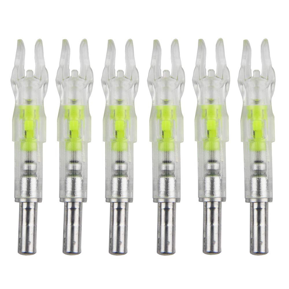 6 PCS No Tool Require Automatically Compound Bow Shooting Archery Bow String Light Up Nock 6.3mm Inner Diameter Arrow Nock(Yellow)