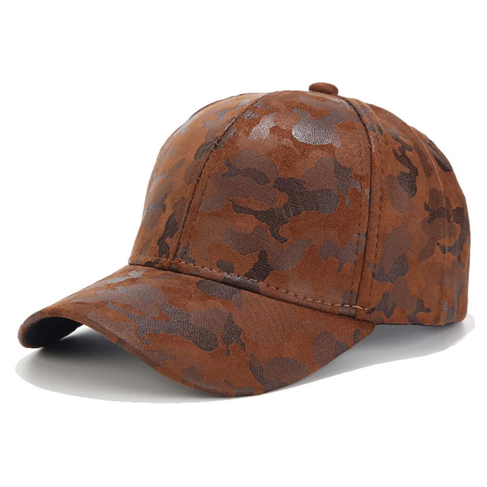 Men Women's Suede Camo Baseball Caps Adjustable Hunting Sports Black Camouflage Sun Visor Dad Trucker Hat (Brown Camo)