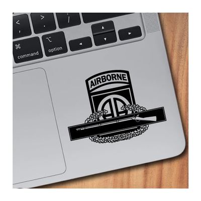 82nd Airborne and CIB Vinyl Decal (8" Wide, Black)