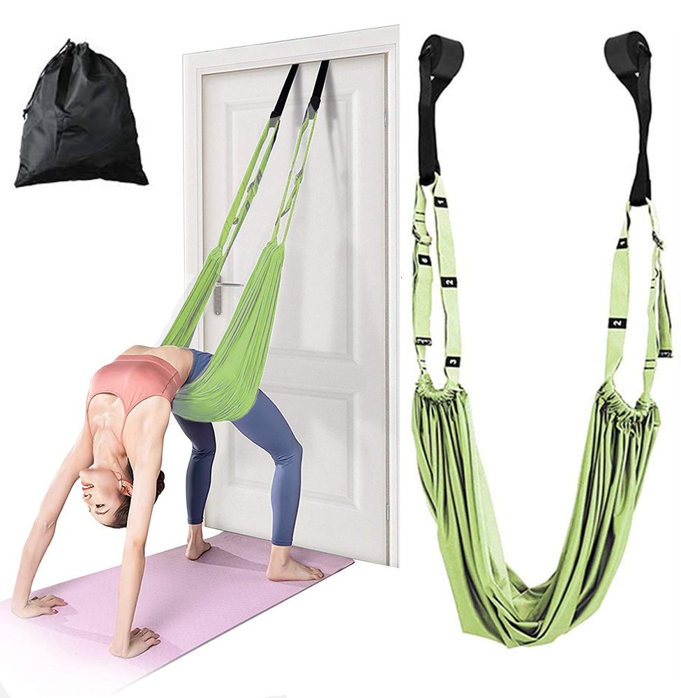 KimDaro Waist Back Leg Stretch Strap/Yoga Fitness Band, Leg Stretching Assist Trainer, Yoga Stretcher, Back Bend Split Inversion Strap for Fitness, Dance, Ballet, Gymnastics (Green)