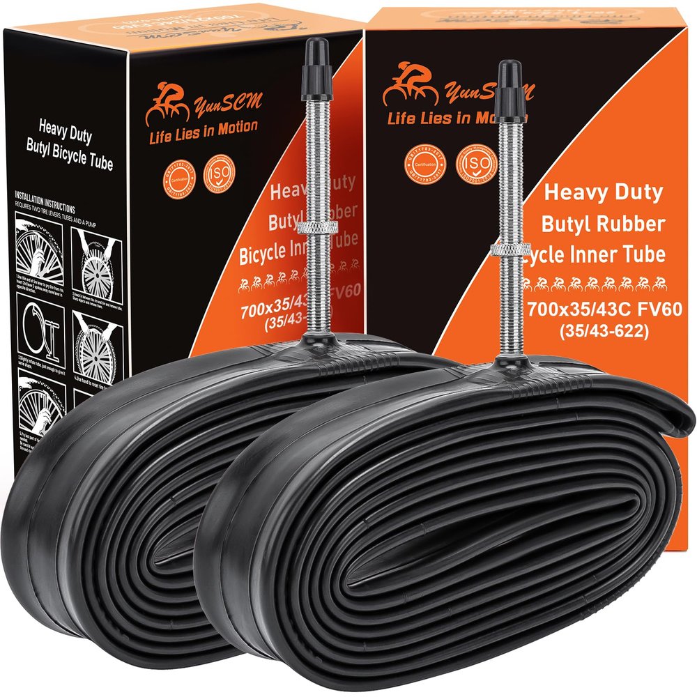 700C Heavy Duty Bike Tubes 700x35C/38C/40C/43C FV60 Presta Valve (35/43-622) 700C Bicycle Inner Tubes Compatible with 700x35C 700x36C 700x37C 700x38C 700x40C 700x42C 700x43c Bike Tire Tubes 2-PCS