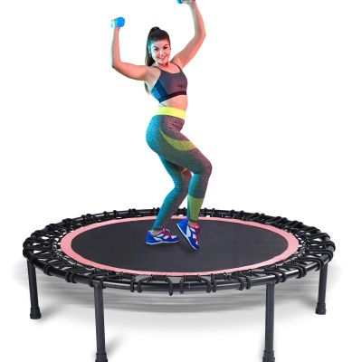 Mini Fitness Trampoline with Bungees  Stable & Quiet Rebounder for Adults, Perfect for Indoor & Outdoor Workouts