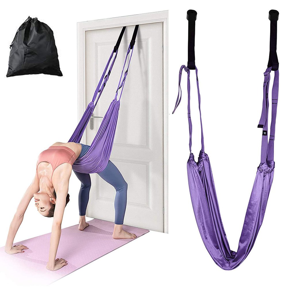 KimDaro Waist Back Leg Stretch Strap/Yoga Fitness Band, Leg Stretching Assist Trainer, Yoga Stretcher, Back Bend Split Inversion Strap for Fitness, Dance, Ballet, Gymnastics (Purple)