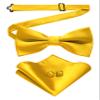 JEMYGINS Yellow Bow Tie and Pocket Square With Cufflinks Sets for Men (yellow) view 1