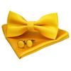 JEMYGINS Yellow Bow Tie and Pocket Square With Cufflinks Sets for Men (yellow) view 2
