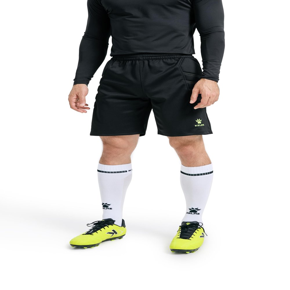 KELME Kid's Goalkeeper Shorts - Padded Soccer Goalie Shorts, Boys/Girls, Size 10, Black/Green
