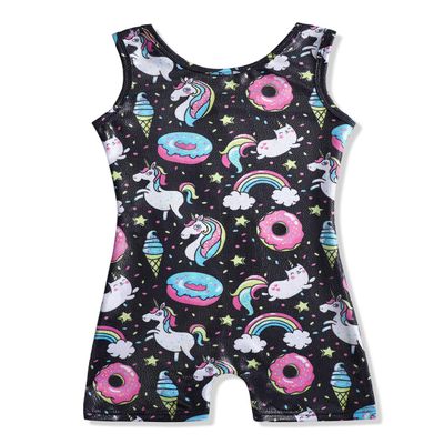 HOZIY Gymnastics Biketards for Girls Size 7-8 7/8 Years Old Black Unicorn Donuts Ice Cream