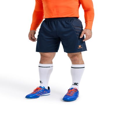KELME Kid's Goalkeeper Shorts - Padded Soccer Goalie Shorts, Boys/Girls, Size 6, Blue/Orange