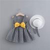 Baby Girl Tutu Dress Summer Sleeveless Flower Backless Bowknot Flower Dresses Princess Christening Baptism Birthday Party Sundress Pageant Wedding Dress with Straw Sun Hat Black Plaid 18-24 Months view 2