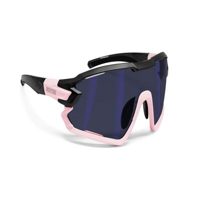 Bertoni Sport Sunglasses Polarized Photochromic Cycling MTB w. Prescription Carrier QUASAR (Black-Pink/Blue Mirror)