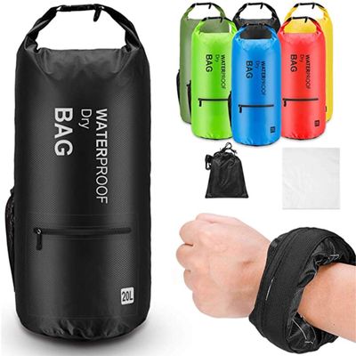 Altatac Camping Swimming Kayaking Boating Lightweight Waterproof Floating Dry Bag Backpack Sack Pouch with 2 Exterior Zip Pockets - Black 10L