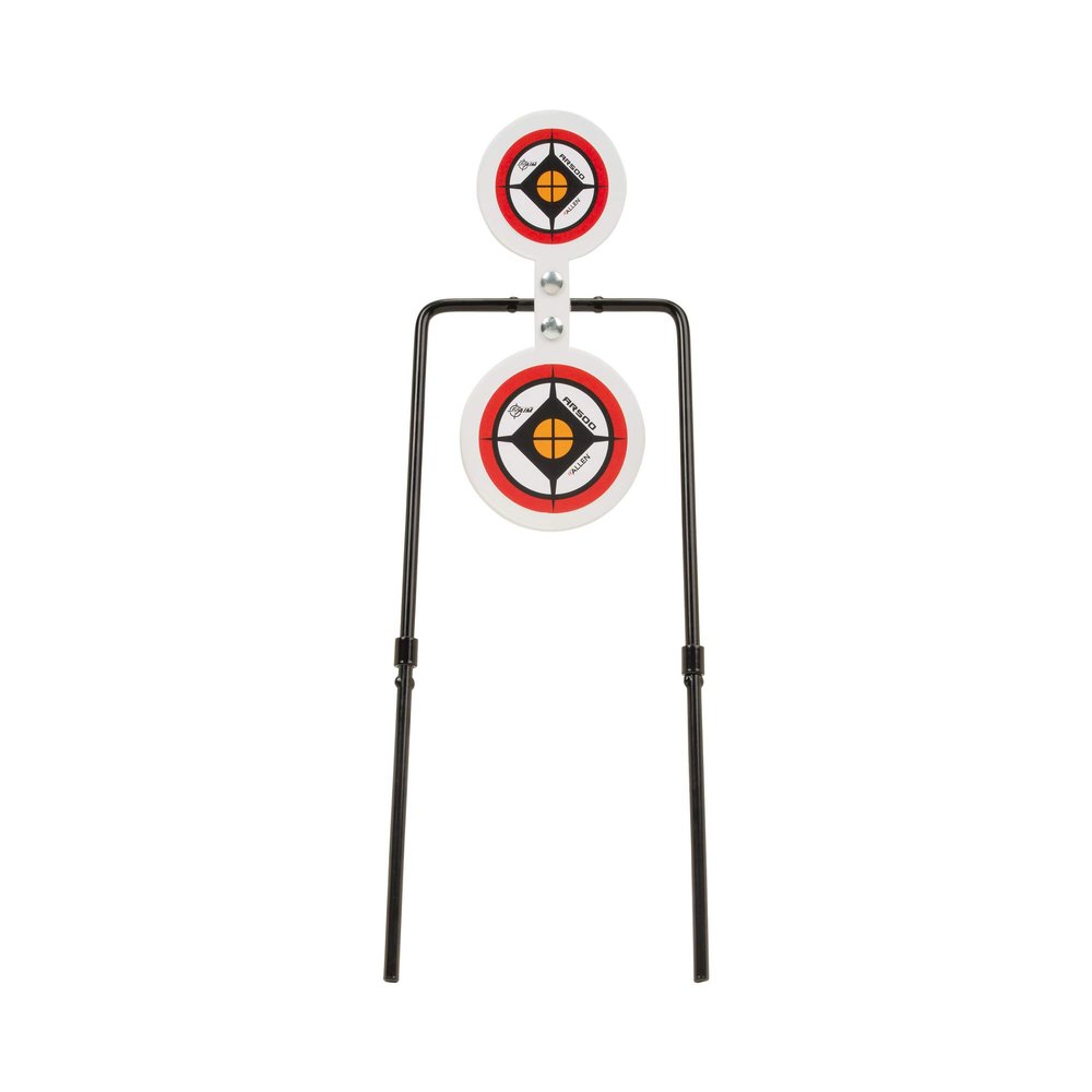 Allen Company EZ Aim Hardrock AR500 Round Spinner Targets & Stand, Rimfire Rounds & Centerfire Pistols, 7.375 W x 23 H inches, White/Red/Black