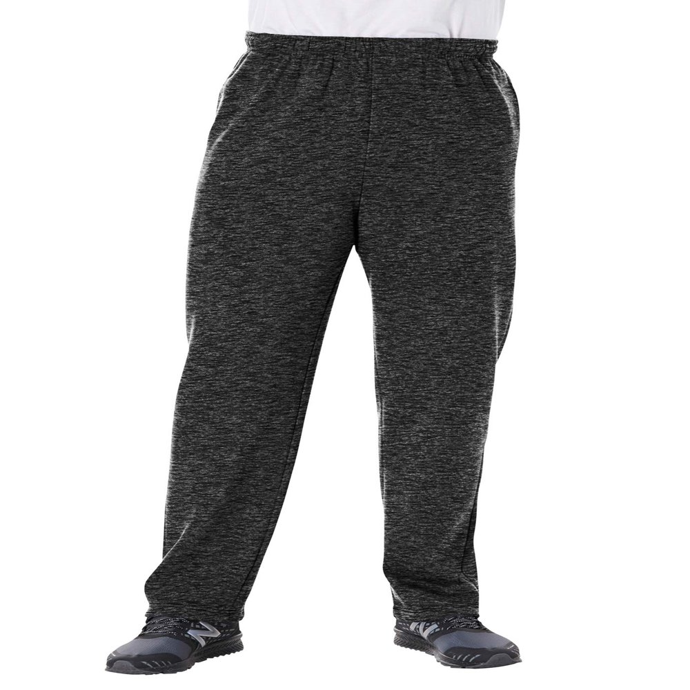 KingSize Men's Big & Tall Fleece Open-Bottom Sweatpants - Tall - 3XL, Black White Heather