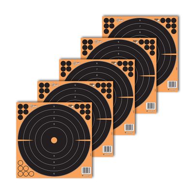 Allen Company EZ Aim Adhesive Splash Reactive Paper Shooting Targets, Bullseye, 12" W x 12" H, 100-Pack, Black/Orange