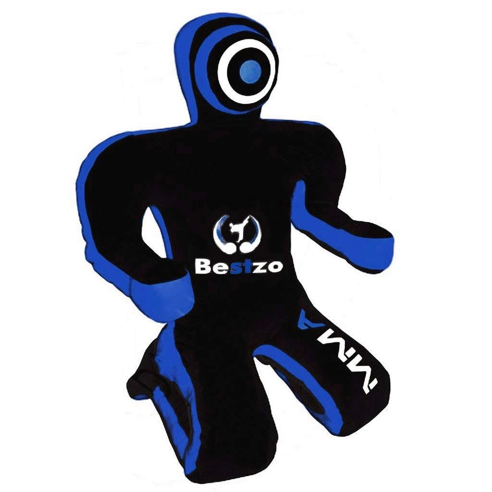 Bestzo MMA Grappling Dummy for Brazilian Jiu Jitsu, Wrestling, BJJ, Judo - Punching Bag, Throwing Dummy for Karate, Boxing Training (Synthetic Leather Blue, 59 in/5 ft)